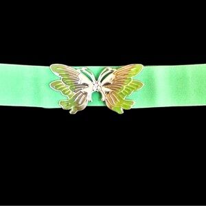 Vintage Bright Green Enamel Butterfly Belt